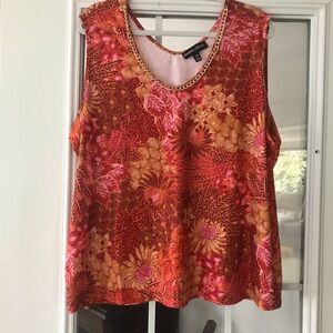 Vibrant Floral Sleeveless Top‎ NWOT